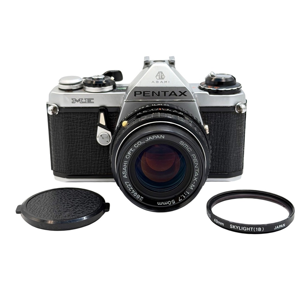 Pentax ME 35mm Film SLR Camera with SMC Pentax-M 50mm f1.7 Lens Silver Black